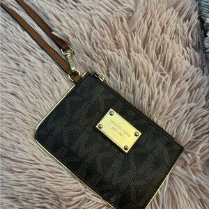 Michael Kors Black and Brown Wristlet